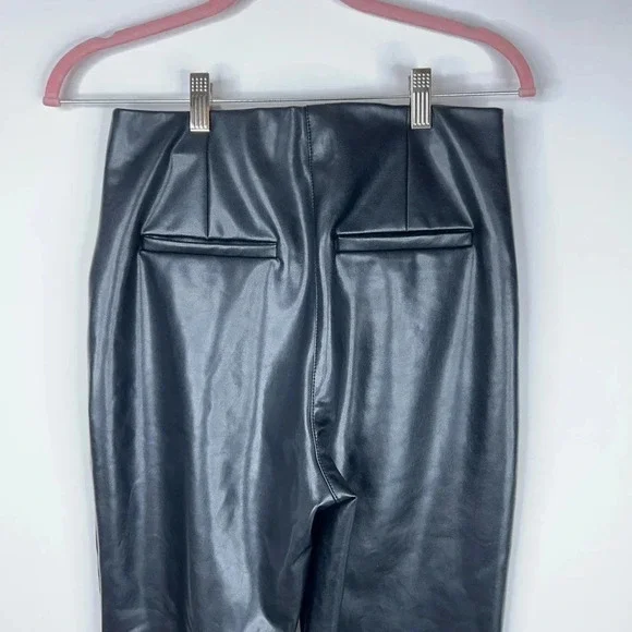 Abercrombie & Fitch Vegan Leather Black Pants Curve Love High Rise Flare Bootcut - Picture 6 of 11